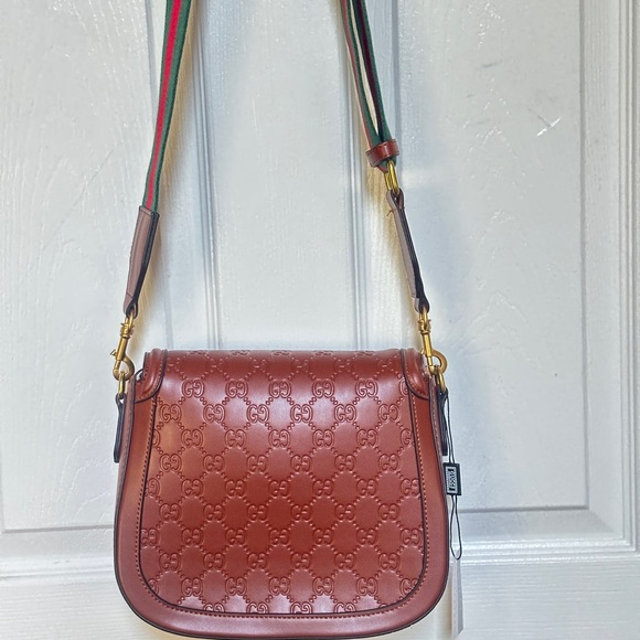 New!!! GG Tan Leather Crossbody Bag - Picture 5 of 17